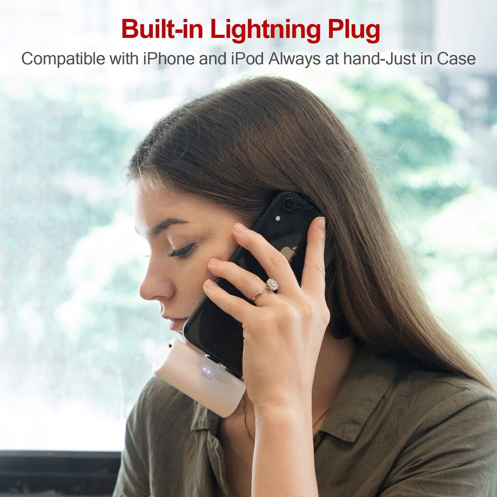 Built-in Lightning Plug  
Compatible with iPhone and iPod  
Always at hand-Just in Case