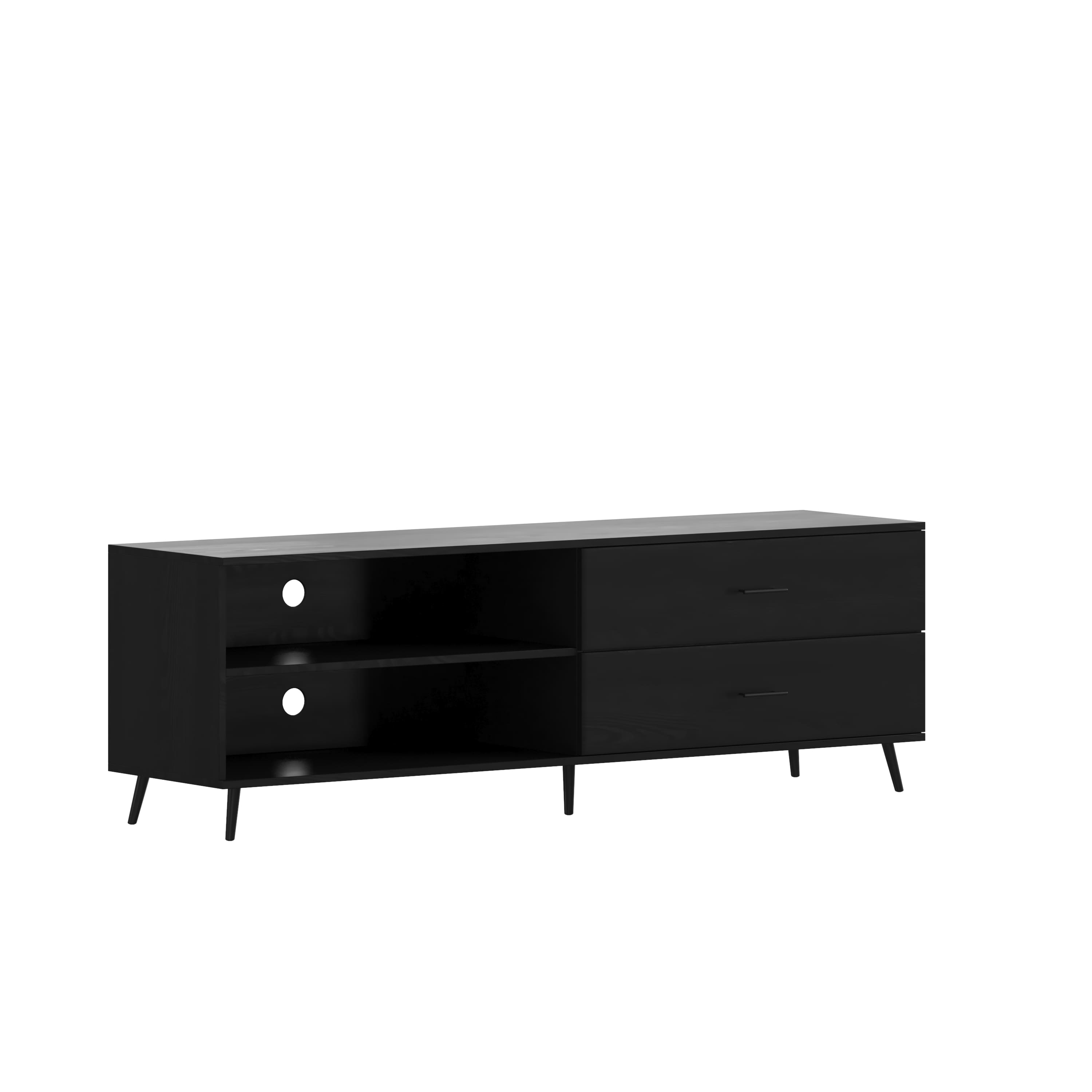 Alamont Home - Nelson TV Stand for up to 60" TV's with Adjustable Shelf and Storage Drawers - Black - Front_Zoom