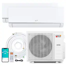 Costway - Blast Pro 2 Zone 38000 BTU 9K + 24K Mini Split AC/Heating System, 20 SEER2, WiFi Enabled - White