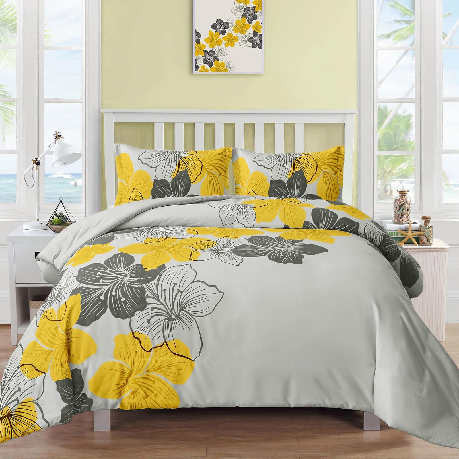 Comfort Essence 3 Pieces Duvet Cover Set Queen Floral Pattern