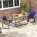 Alt View 1. Costway - 3 PCS Patio Dining Table Set with Bistro Chairs Large Coffee Table Seat Cushions - Navy Blue.