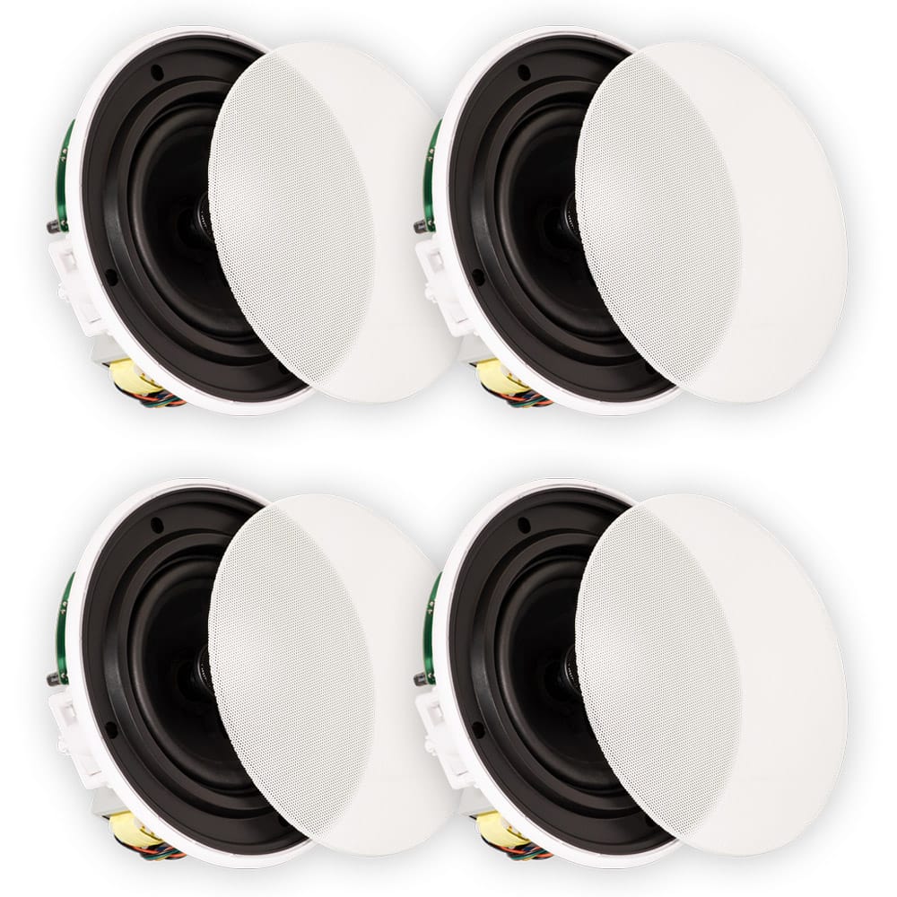 Theater Solutions by Goldwood - TSQ670 in Ceiling 70 Volt 6.5" Speakers Quick Install 2 Pair Pack - Paintable White