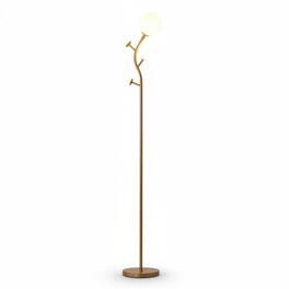 FINEAK - 4 Globe Floor Lamp with 2700K Warm Light LED Bulbs: Antique Brass Arc Torch Standing Lamp - Gold