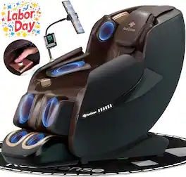 KoziSense - KZ-A18 Massage Chair Full Body,Zero Gravity SL-Track Shiatsu,Back Heat,Voice Control,Body Scan,Legrest Extension - Black and Brown
