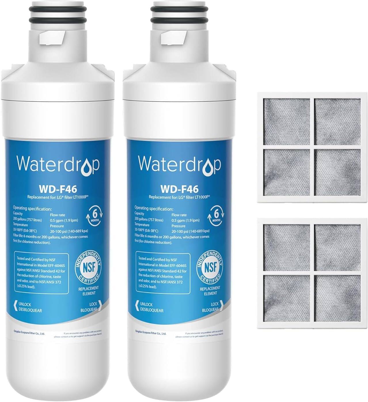 Waterdrop - WD-F46A01-2 Refrigerator Water Filter 2-Pack - White
