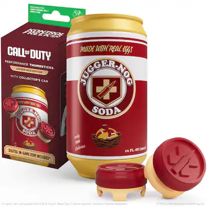 DESIGNED FOR
XBOX SERIES X|S
CALL OF DUTY
PERFORMANCE THUMBSTICKS
JUGGER-NOG EDITION
WITH COLLECTOR'S CAN
MADE WITH REAL EGGS
JUGGER-NOG SODA
12 FL. OZ. (355ml)
ONLY 1000 CALORIES
DIGITAL IN-GAME ITEM INCLUDED*
In-game item compatible with Call of Duty®: Black Ops 7. Game required. Sold/downloaded separately.
©/TM/® 2026 Activision Publishing, Inc.