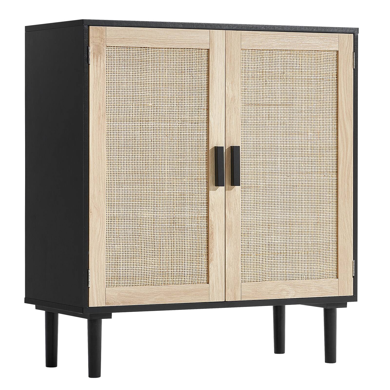 Alt View 5. VEVOR - Rattan Cabinet,Rattan Storage Cabinet with 2 Magnetic Doors and Adjustable Shelves, Sideboard Buffet Cabinet for Hallway - Black.