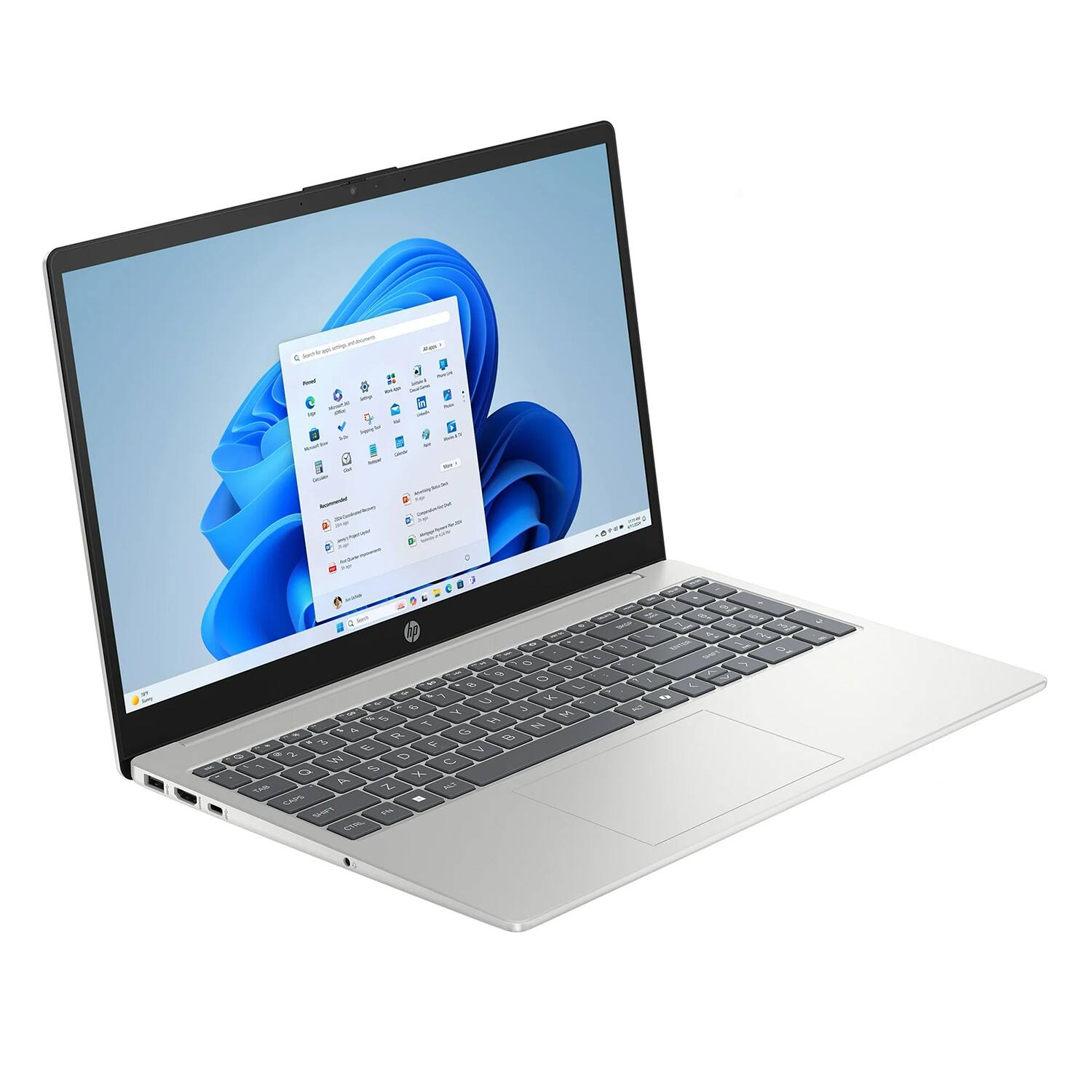 Alt View 3. HP - HP 15 Laptop 15.6 FHD (Intel i5-1334U, 16GB DDR4, 512GB PCIe SSD, Intel Iris Xe, Win 11 Pro) - Natural Silver.