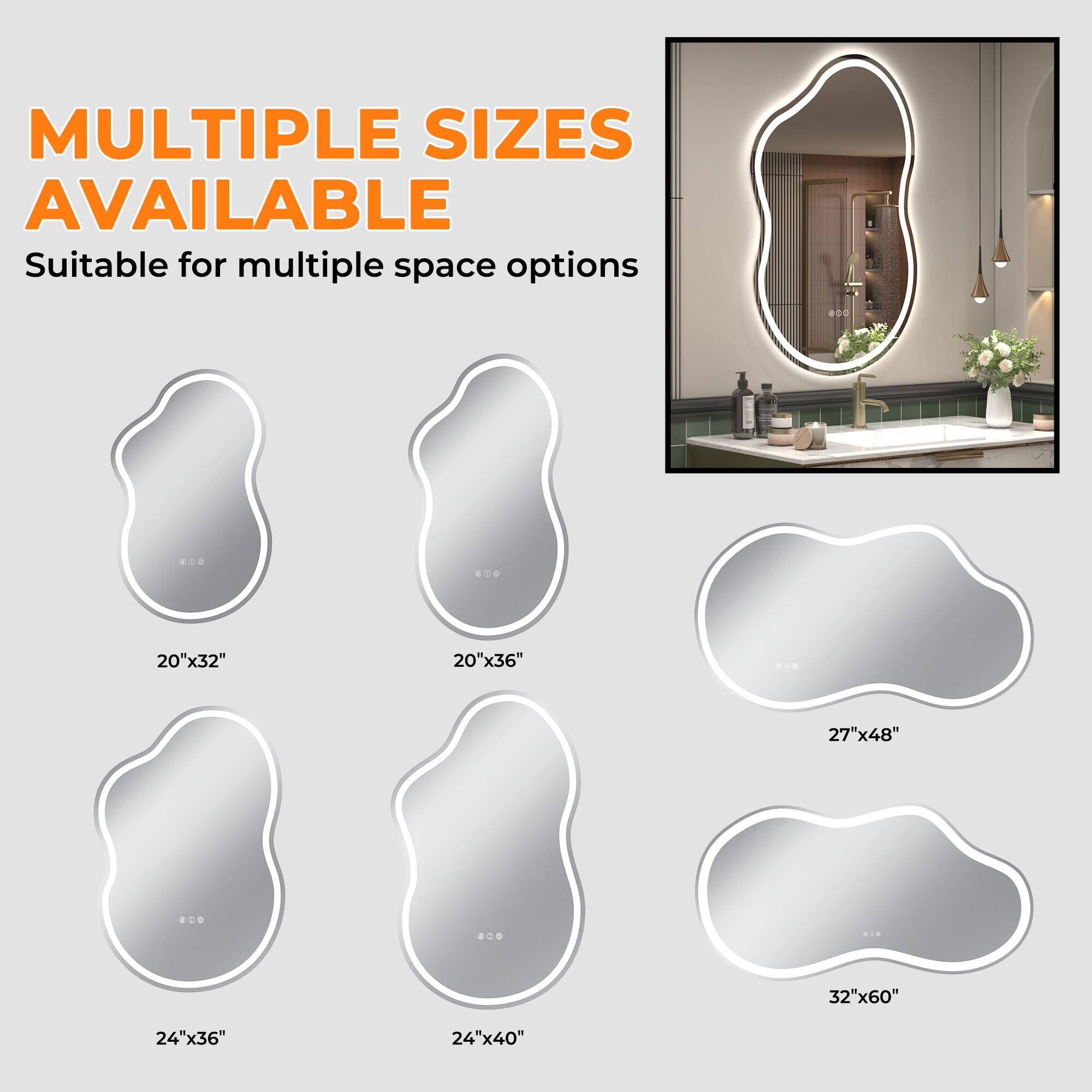 MULTIPLE SIZES AVAILABLE  
Suitable for multiple space options  

20"x32"  
20"x36"  
24"x36"  
24"x40"  
27"x48"  
32"x60"