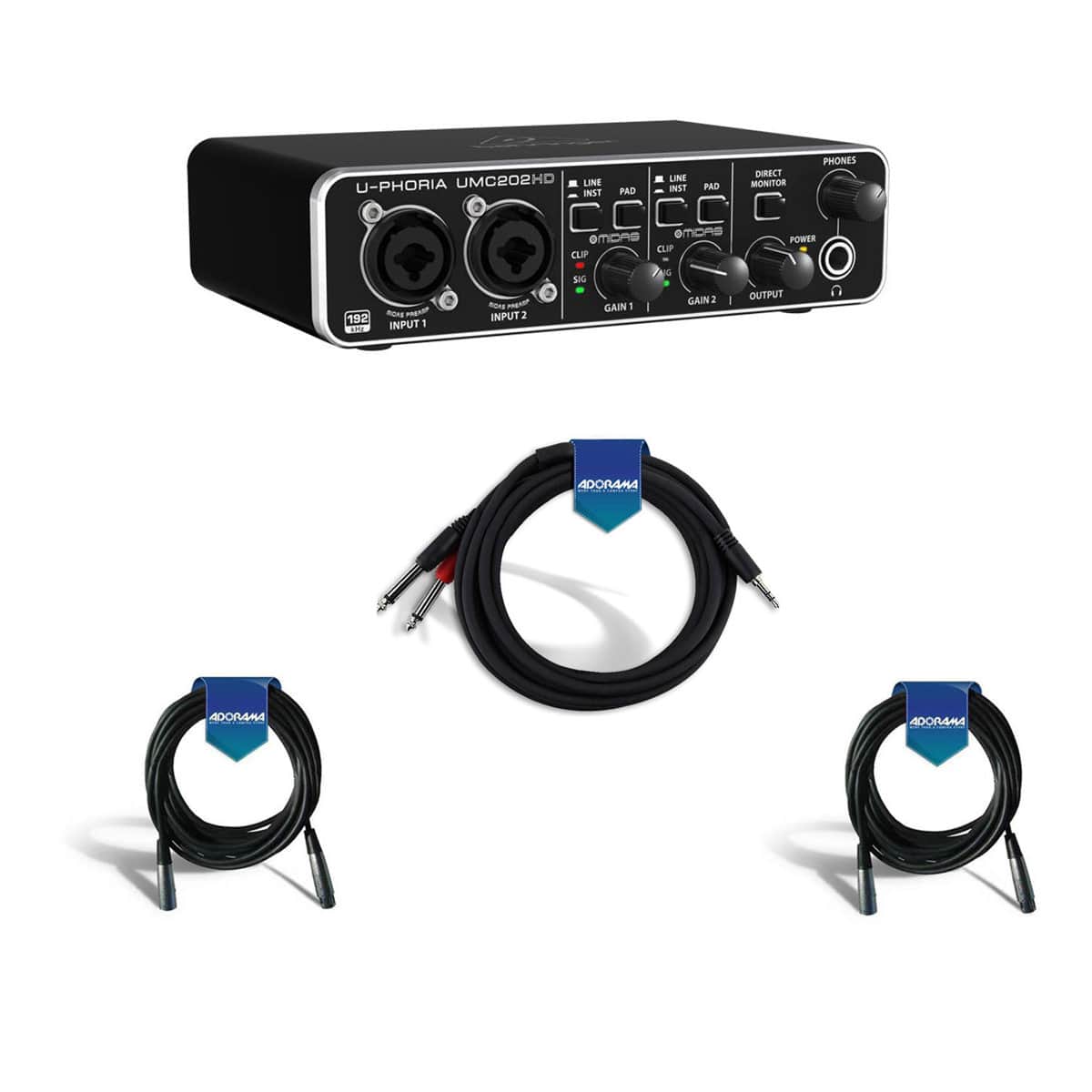 "Behringer - U-PHORIA UMC202HD - USB 2.0 Audio Interface - Bundle With 10' 3.5mm Stereo to Dual 1/4"" Mono (Male) Breakout" price history on PriceWatchPro