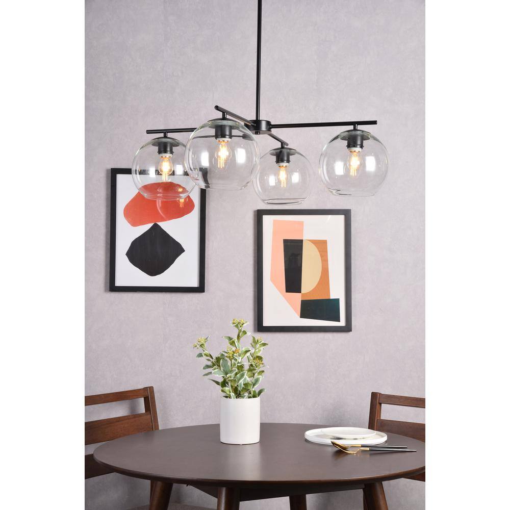 Angle. Living District - Opus 4 lights black pendant - Black And Clear.
