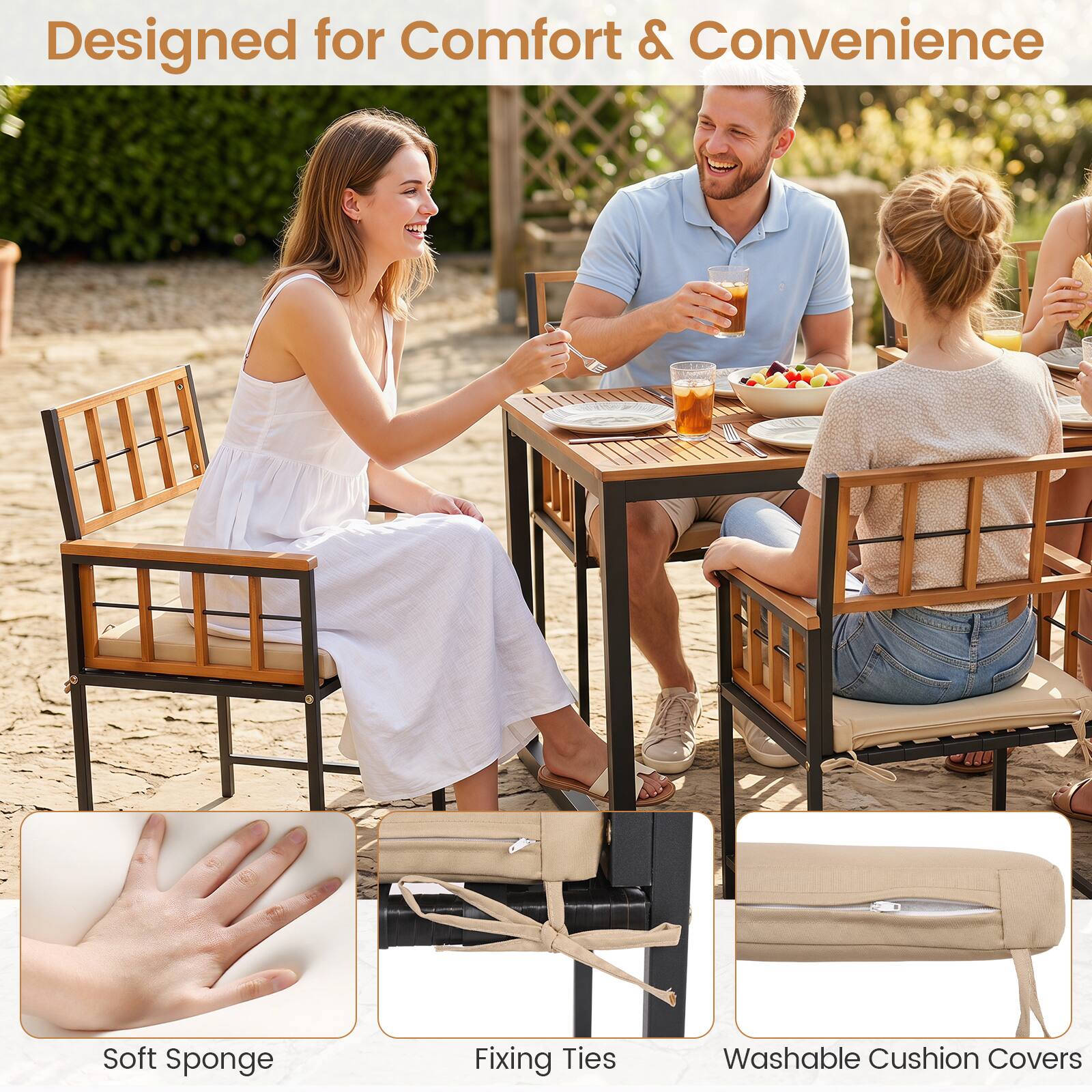 Designed for Comfort & Convenience

Soft Sponge
Fixing Ties
Washable Cushion Covers
