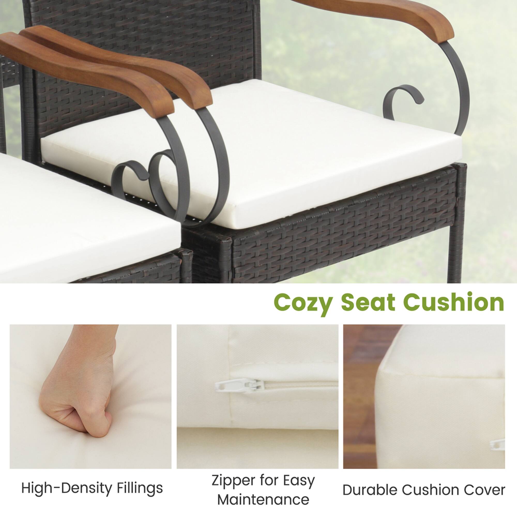 Cozy Seat Cushion High-Density Fillings zipper for Easy Durable Cushion Cover Maintenance