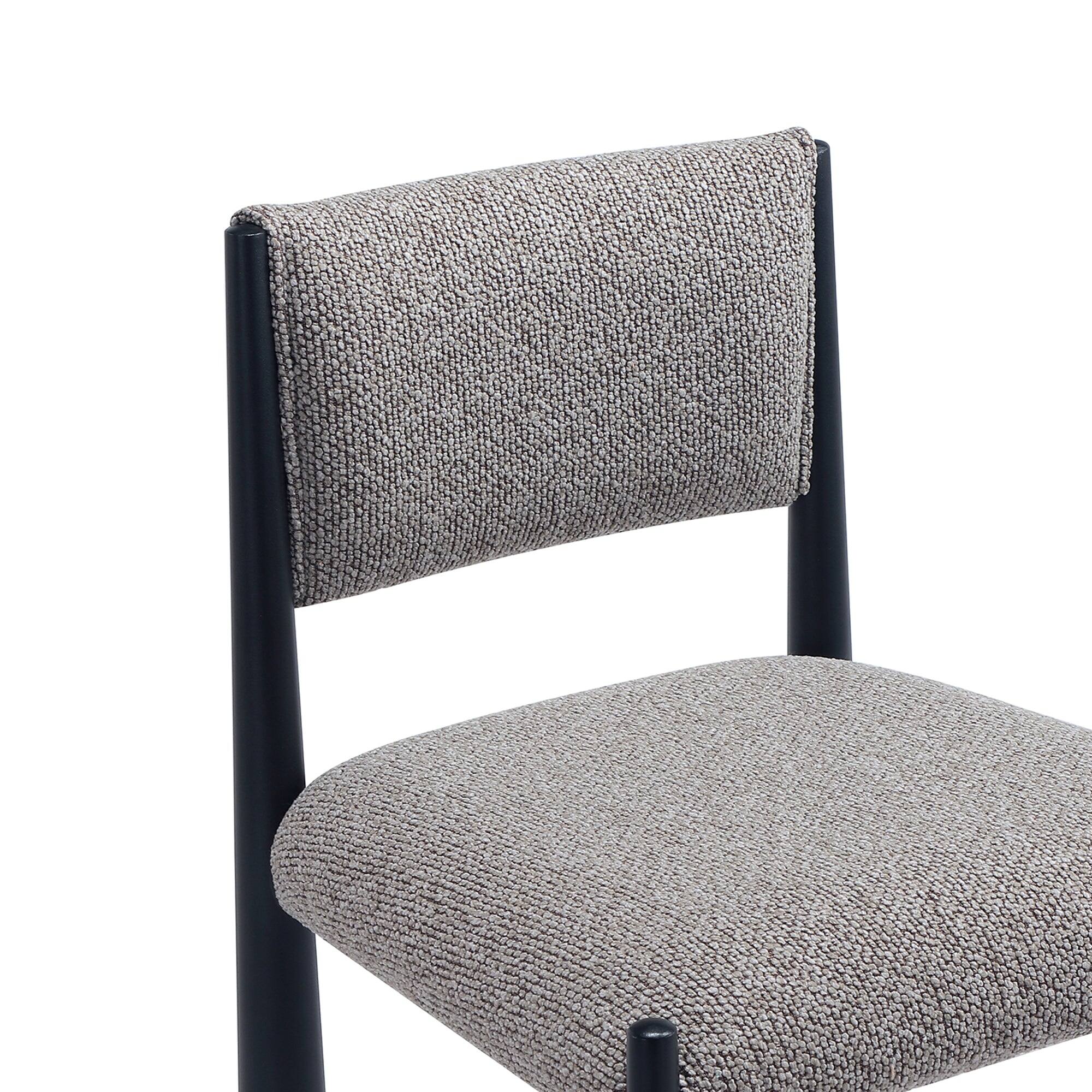 Alt View 1. Manhattan Comfort - Lennor Mid-Century Modern Metal Boucle Side Chair - Set of 2 - Mushroom.