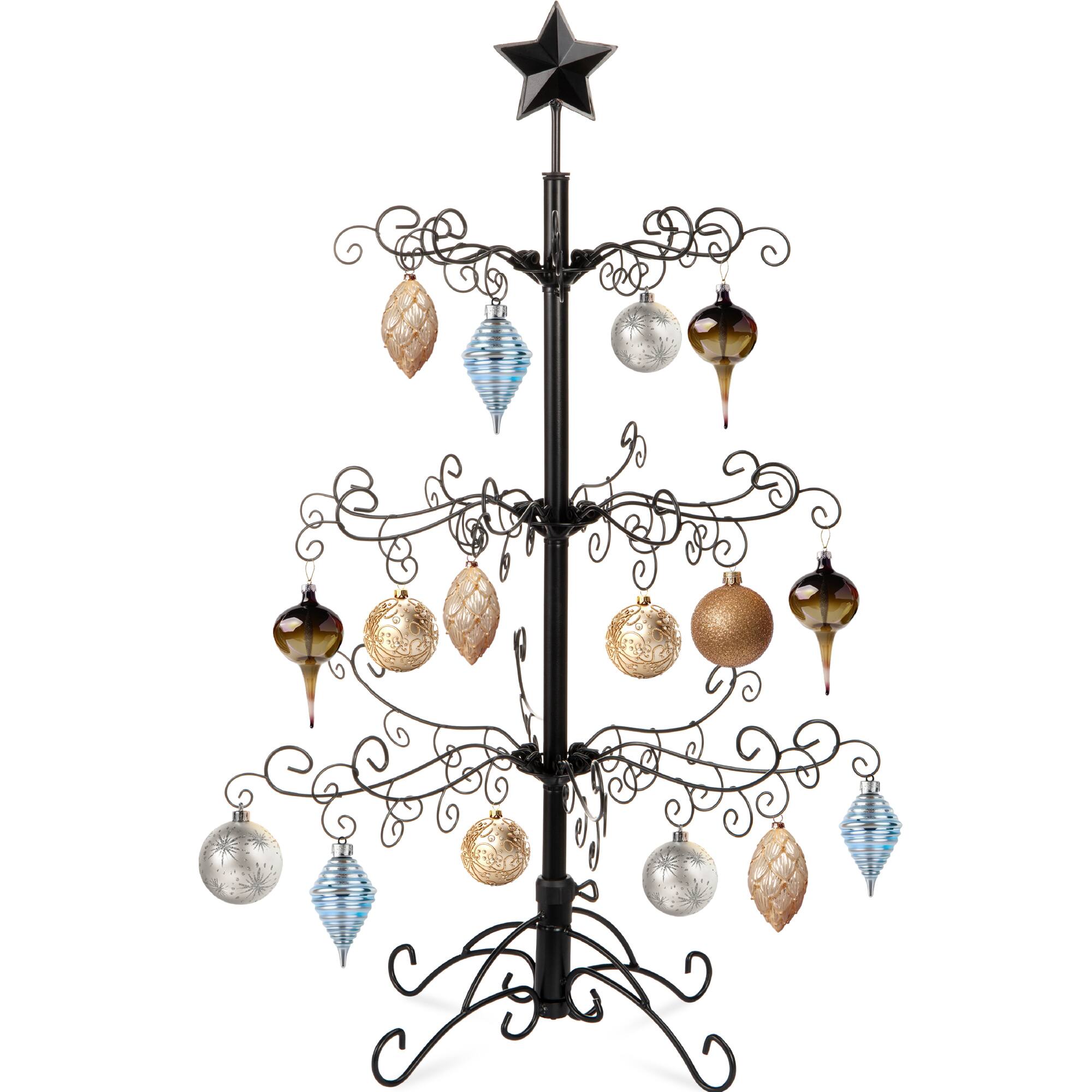 Best Choice Products - 3ft Wrought Iron Ornament Display Christmas Tree w/ Easy Assembly, Stand - Black