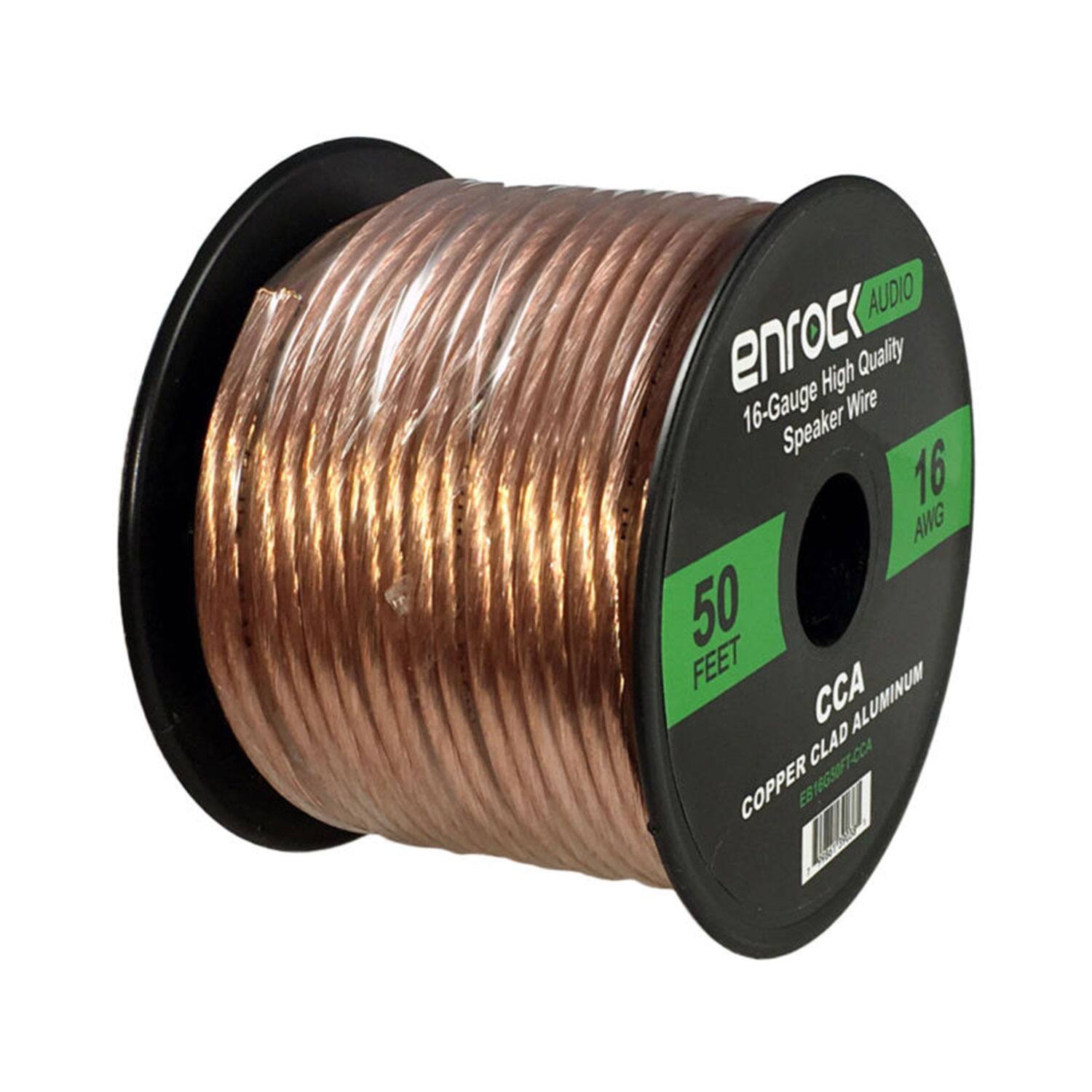 AUDIO enrock High Quality 16-Gauge Wire Speaker 16 AWG 50 FEET CCA ALUMINUM CLAD COPPER ESTEGSOFT-CCM APTEAE