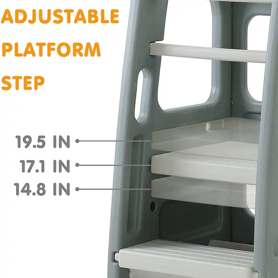 SDADI Kids Durable Plastic Step Stool with 3 Adjustable Heights, Dark ...