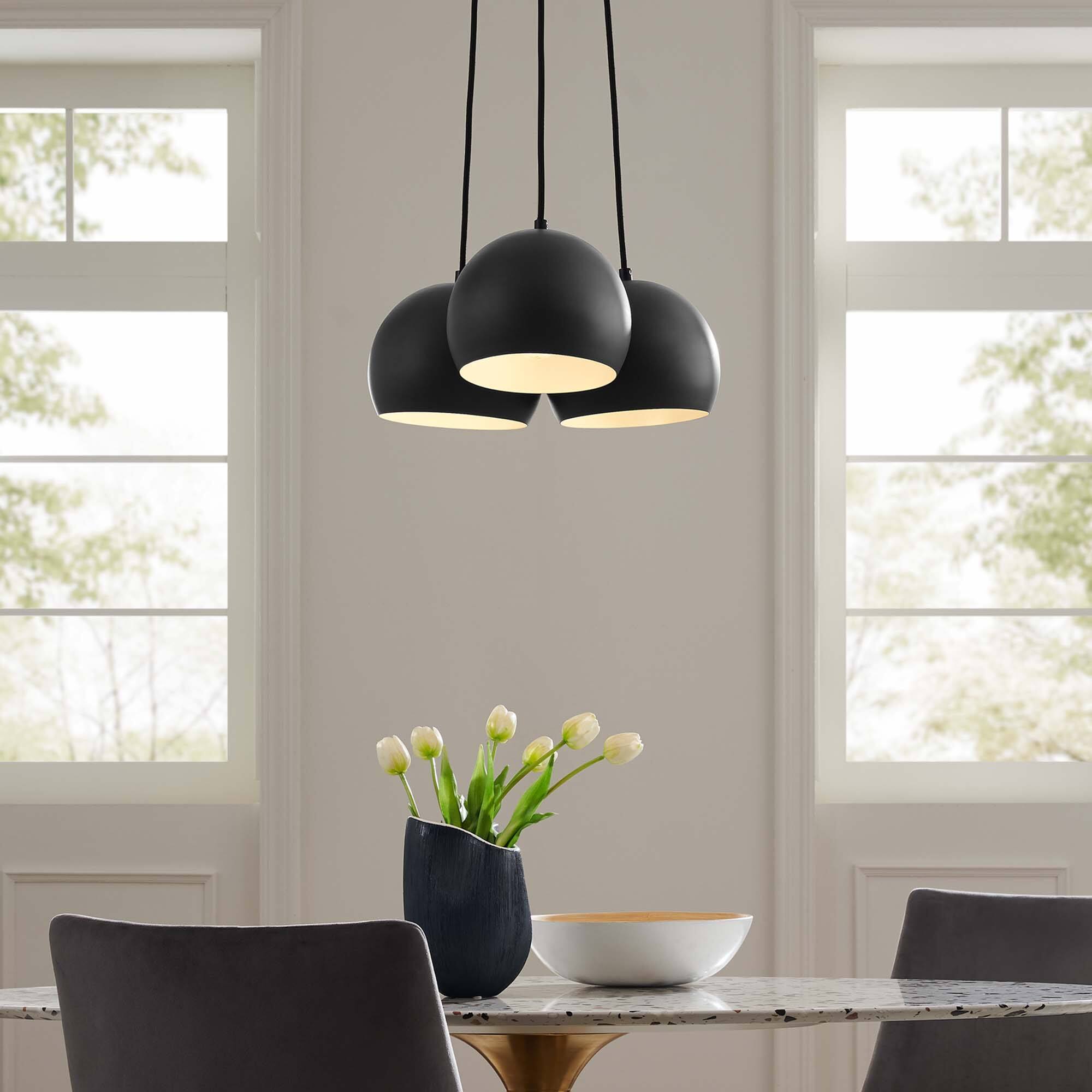 Alt View 1. Modway - Chalice 3-Light Metal Pendant by Modway - Black.