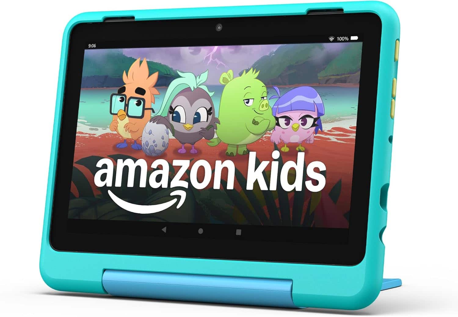 Amazon - Fire HD 8 Kids Pro tablet, ages 6-12 | 3GB memory, 8" HD screen, 13-hr battery, 32GB, (2024 release) - Hello Teal - Front_Zoom
