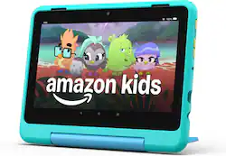 Amazon - Fire HD 8 Kids Pro tablet, ages 6-12 | 3GB memory, 8" HD screen, 13-hr battery, 32GB, (2024 release) - Hello Teal - Front_Zoom
