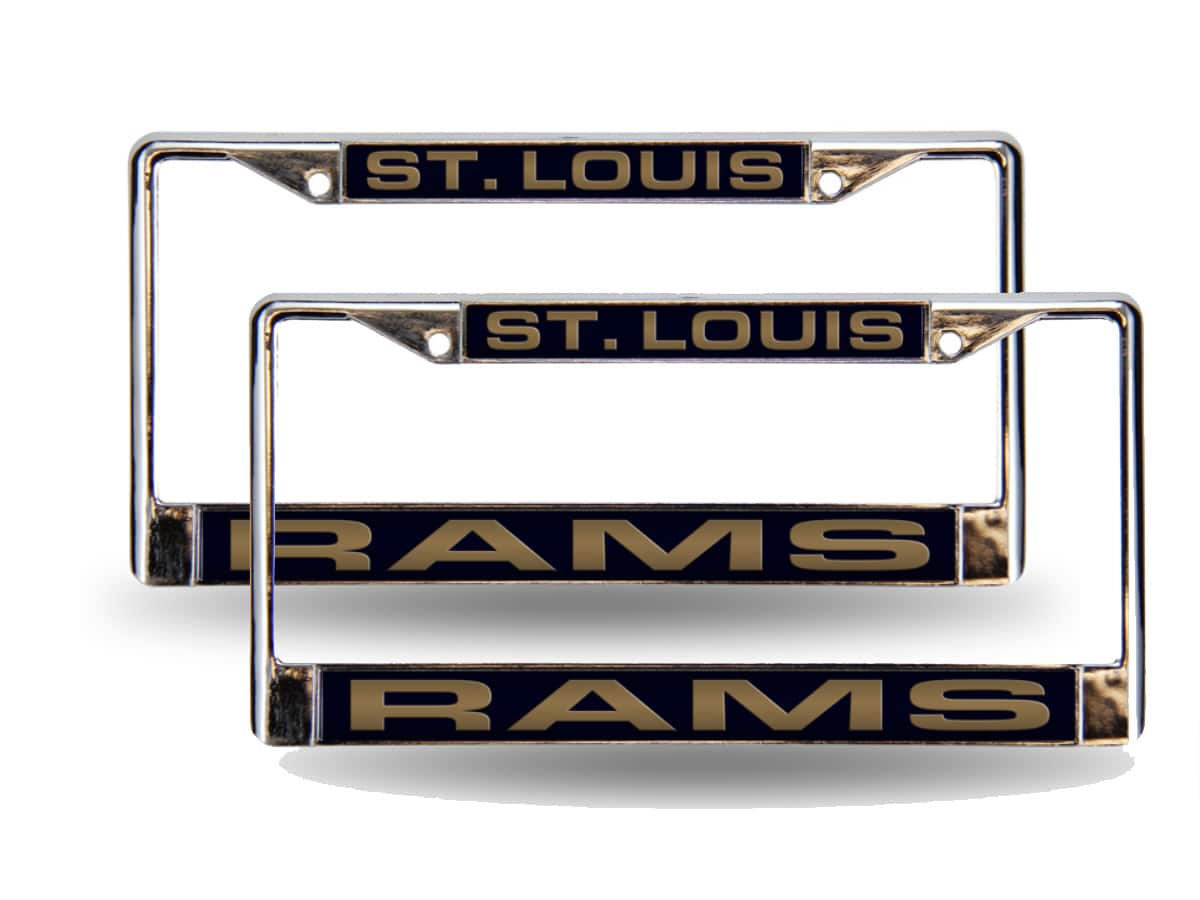 Rico Industries - St. Louis Football Rams Chrome Metal Laser Cut License Plate Frame - Set of 2 Frames - Multi