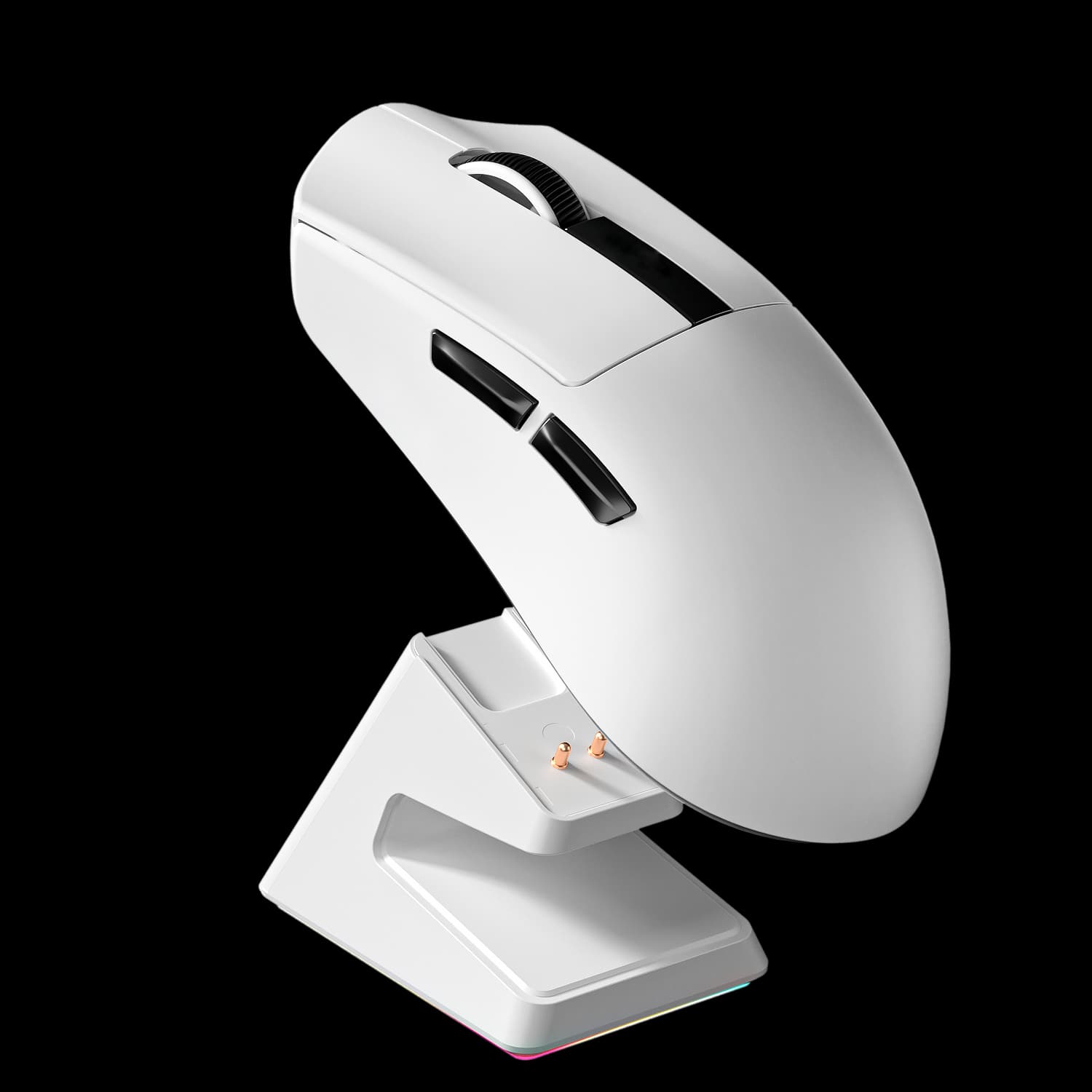 PRIMEPLUS - Lightweight Gaming Mouse with PAW3311 Sensor 12000DPI and Magnetic Charging Base - Computer Mouse - Wireless - White