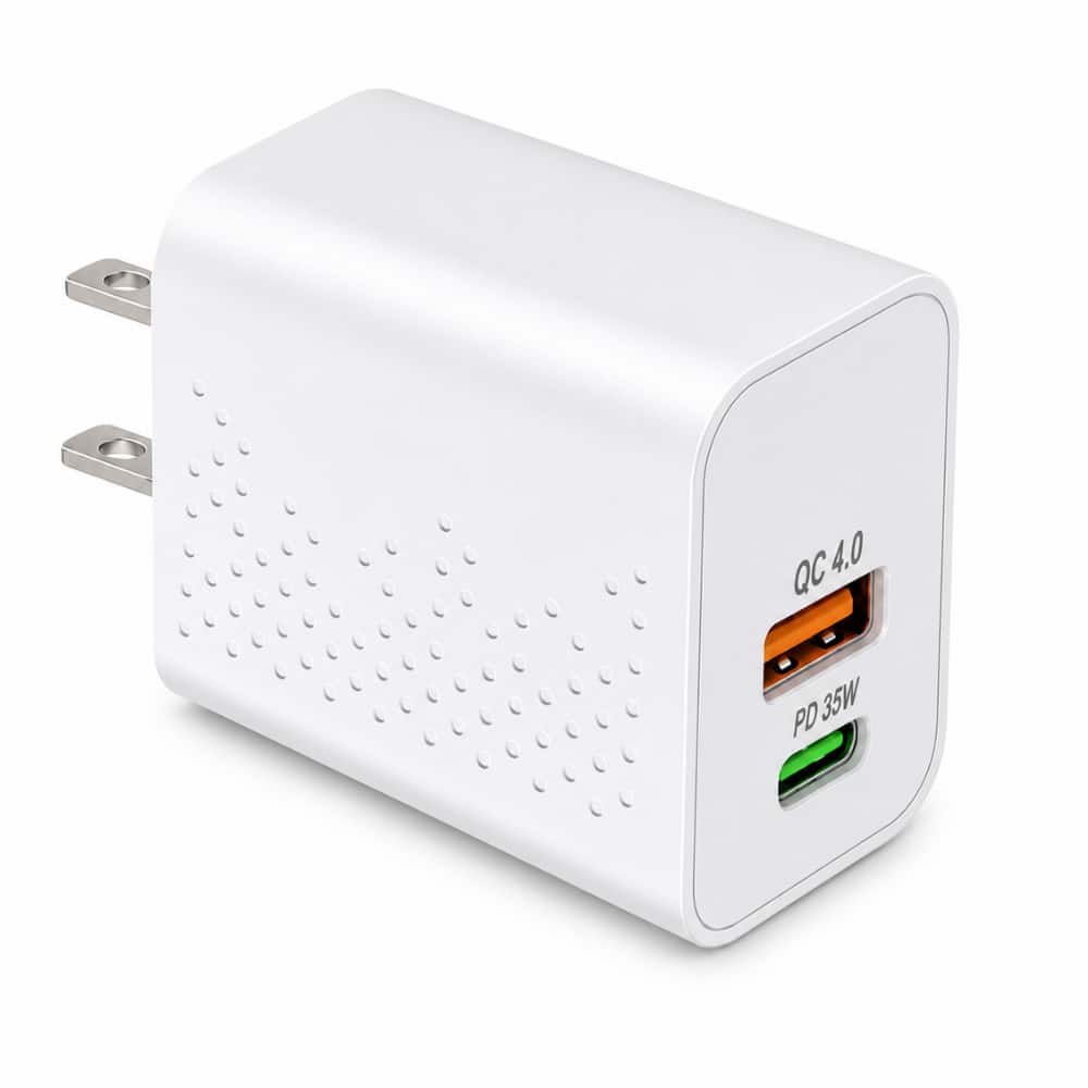 Qixxronics - USB-C and USB-A Port Super Fast Charger 35W USBC Power Adapter for Samsung Galaxy S26/S25/S24/S23/S22/S21/S20 - White