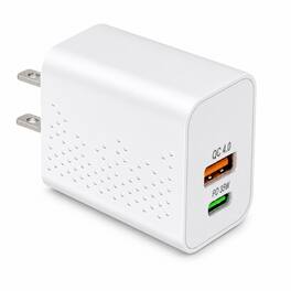 Qixxronics - USB-C and USB-A Port Super Fast Charger 35W USBC Power Adapter for Samsung Galaxy S26/S25/S24/S23/S22/S21/S20 - White