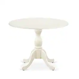 East West Furniture - Modern Kitchen Table with Drop Leaves - Linen White Table Top and Linen White Pedestal Leg Finish - Multi-Color