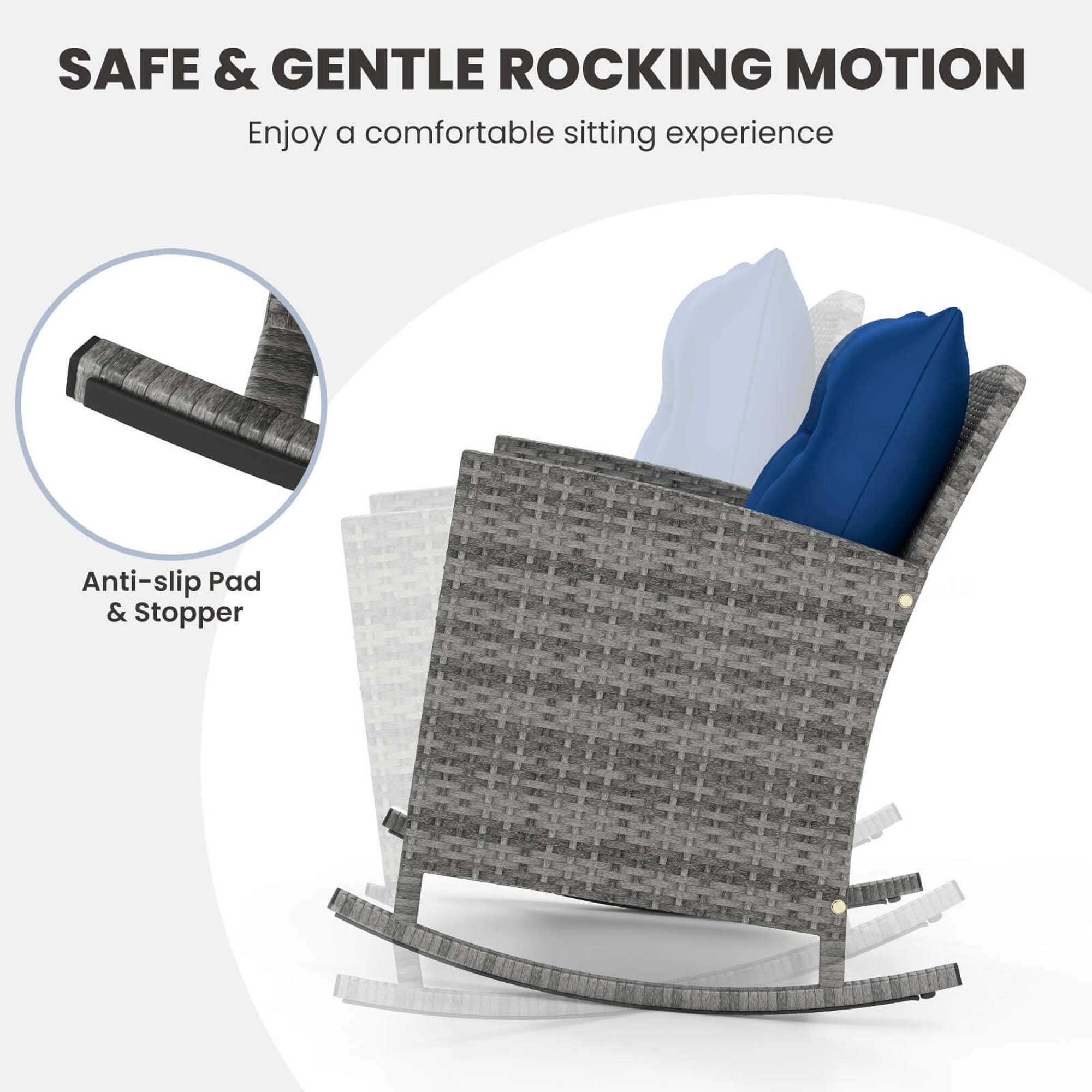 SAFE & GENTLE ROCKING MOTION Enjoy a comfortable sitting experience Anti-slip Pad & Stopper