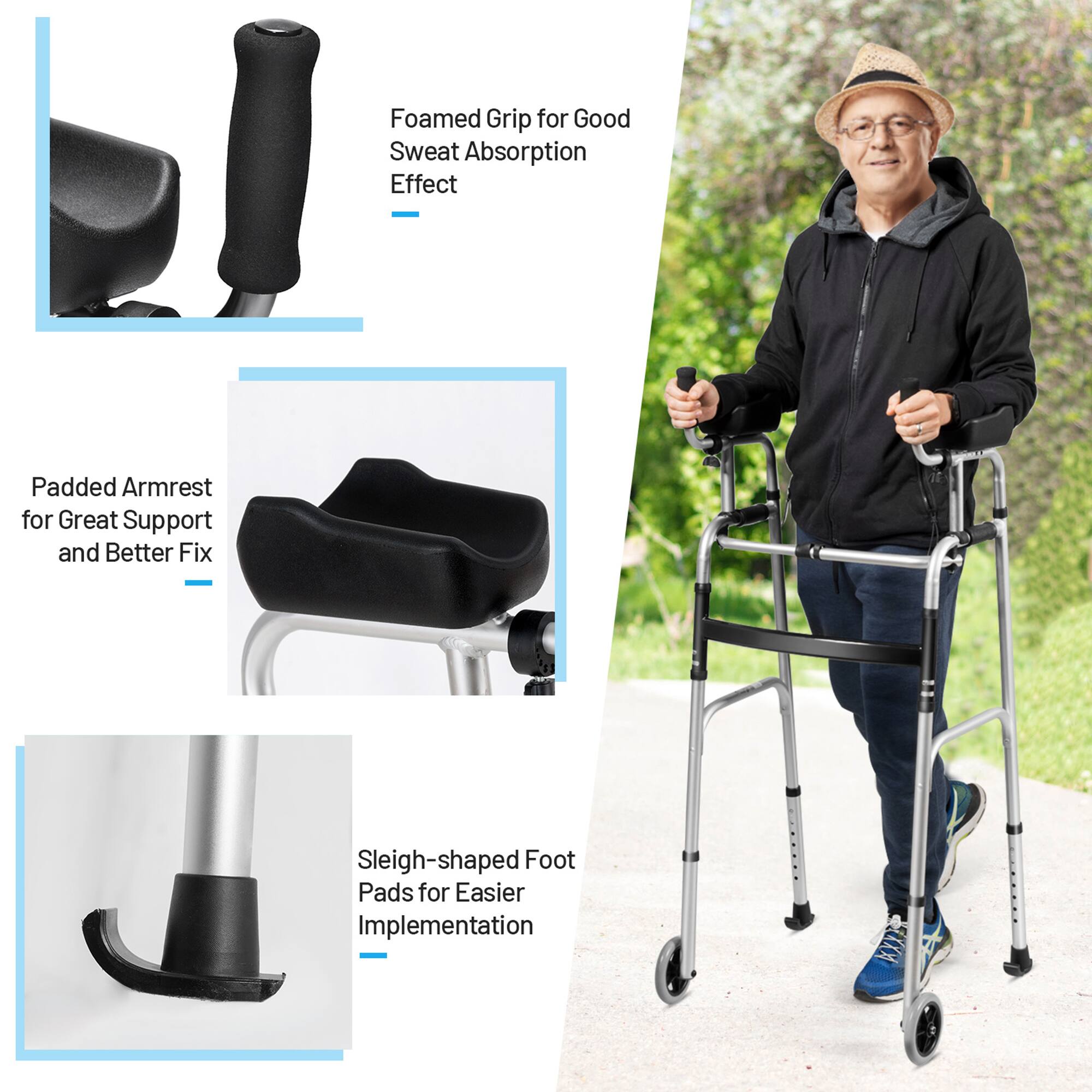 - Foamed Grip for Good Sweat Absorption Effect
- Padded Armrest for Great Support and Better Fix
- Sleigh-shaped Foot Pads for Easier Implementation