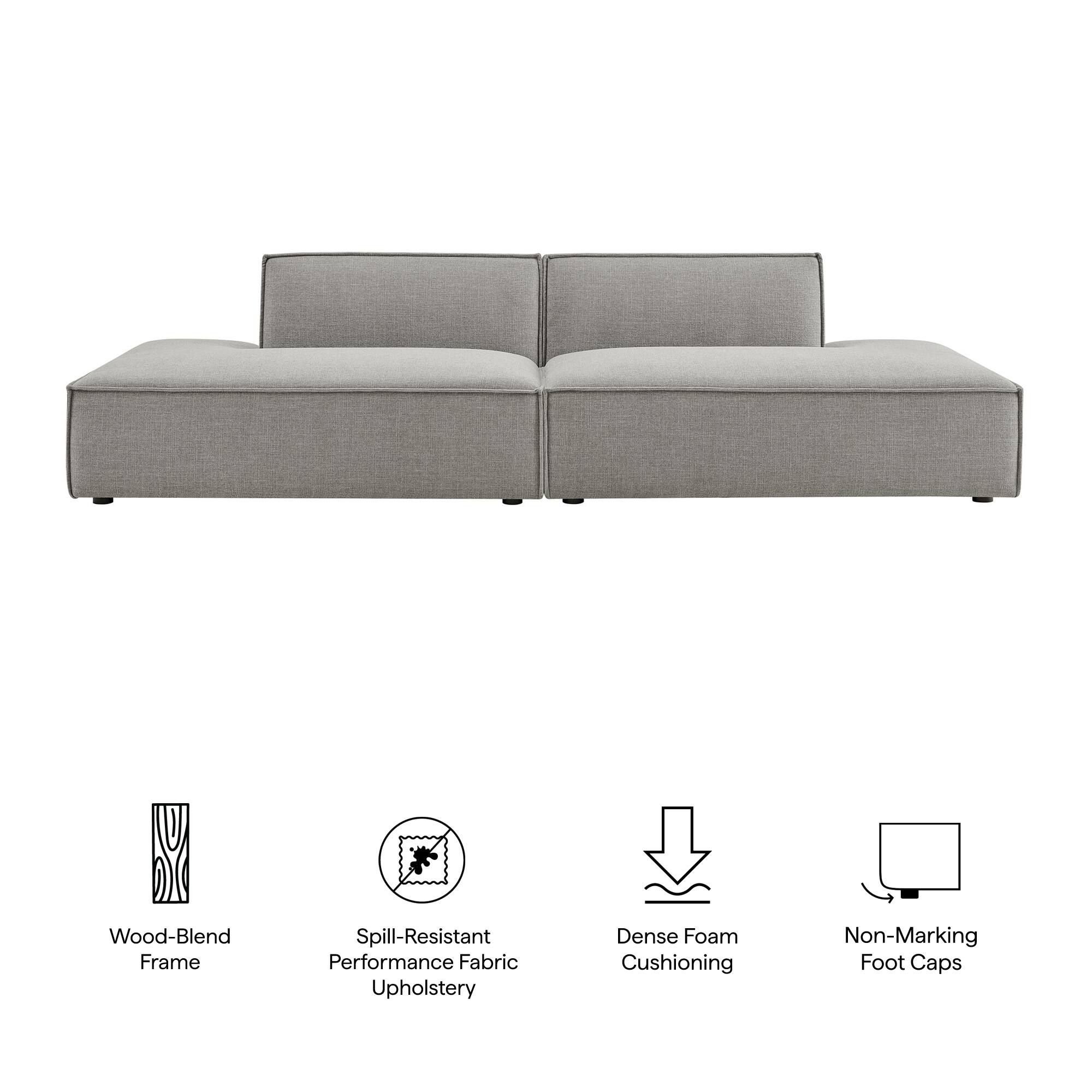 Wood-Blend Frame  
Spill-Resistant Performance Fabric Upholstery  
Dense Foam Cushioning  
Non-Marking Foot Caps