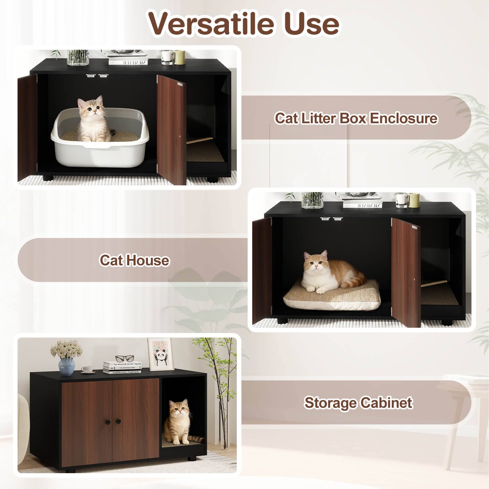 Versatile Use

- Cat Litter Box Enclosure
- Cat House
- Storage Cabinet