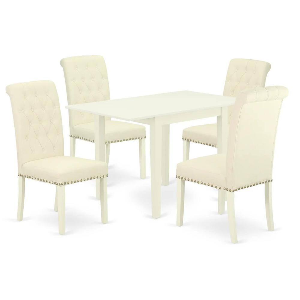 Left. East West Furniture - East West Furniture 5-Piece Dinner Table Set-A Mid Century Modern Table and 4Linen FabricDining Chairs with Button - Multi-Color.
