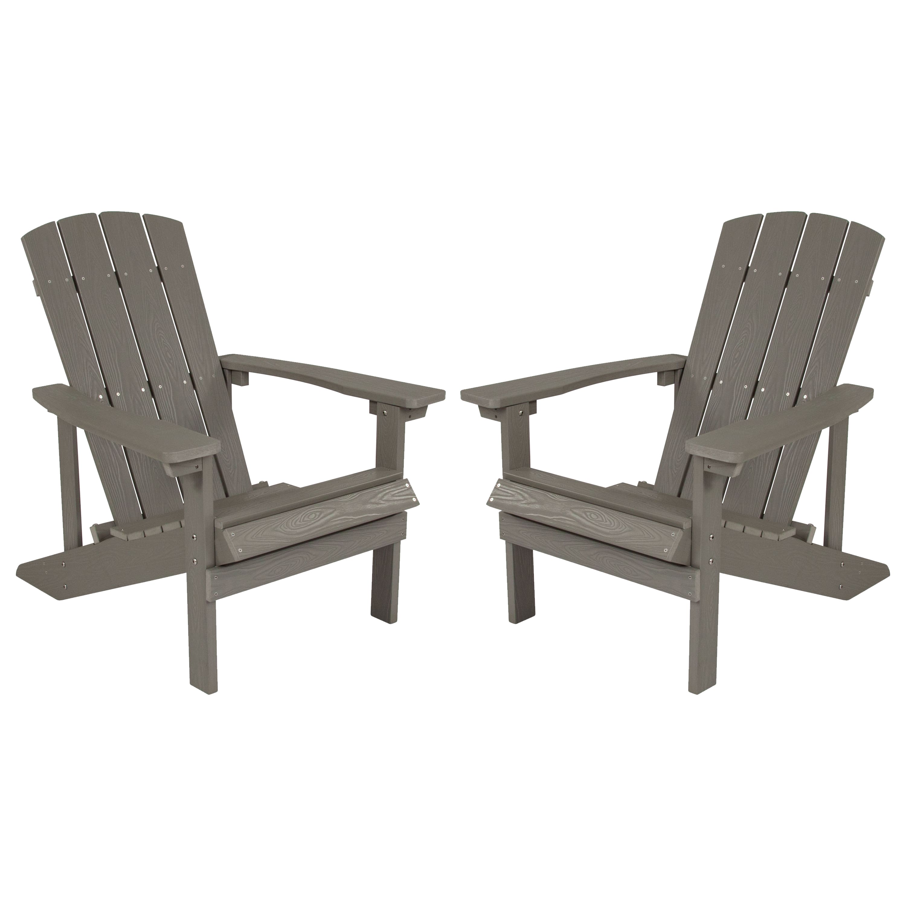 Emma + Oliver - 2 Pack Outdoor All-Weather Poly Resin Wood Adirondack Chairs - Gray price history on PriceWatchPro