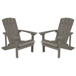 Emma + Oliver - 2 Pack Outdoor All-Weather Poly Resin Wood Adirondack Chairs - Gray