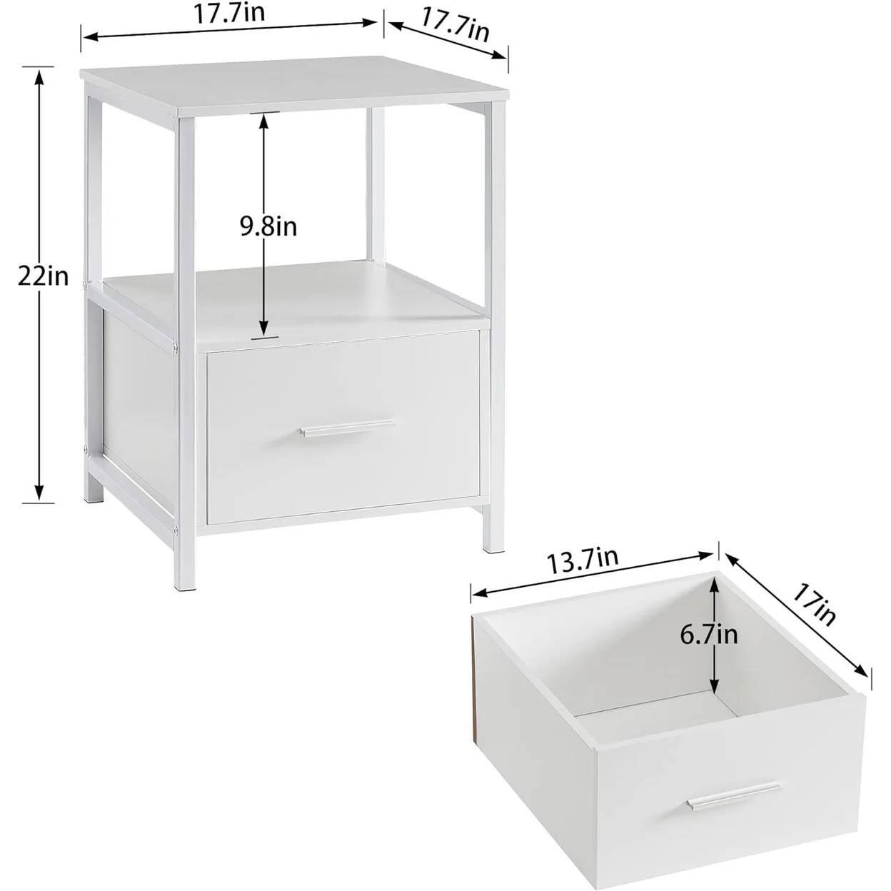 17.7in, 17.7in, 9.8in, 22in, 13.7in, 6.7in, 17in