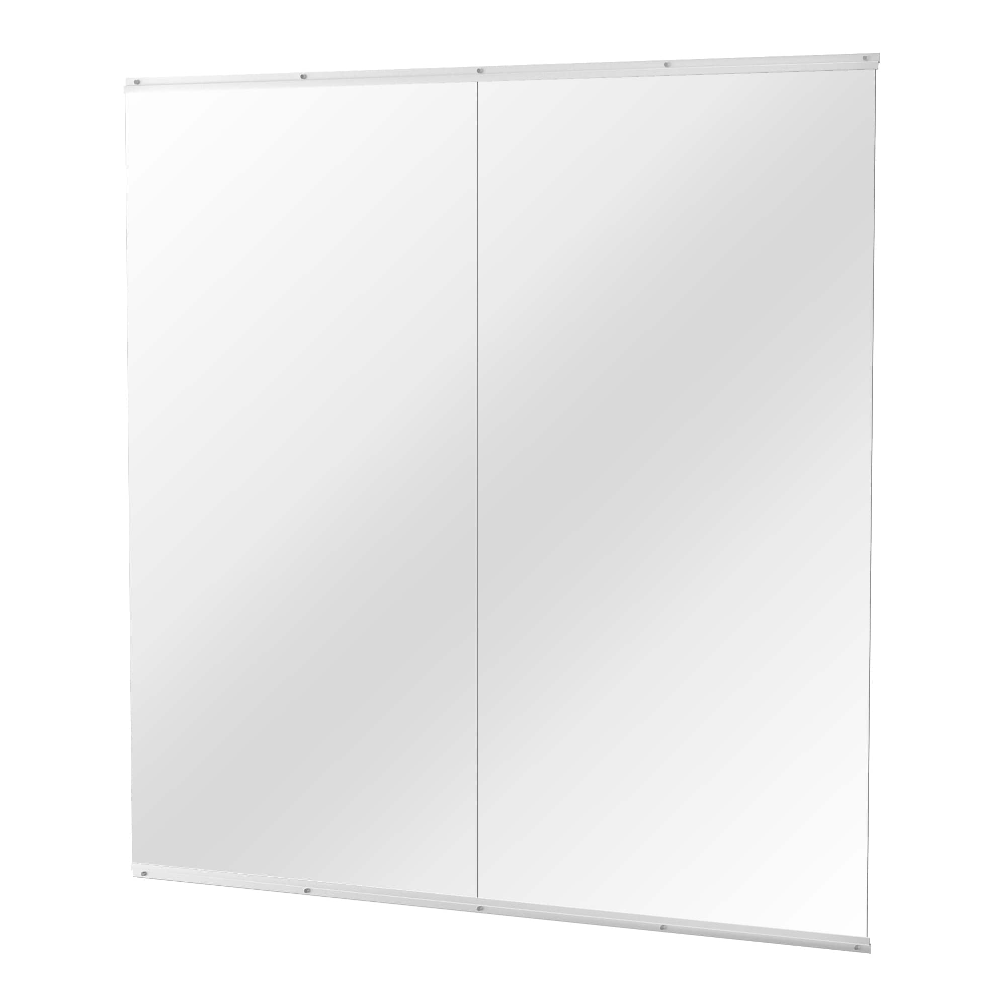 APRILSOUL - Polished 72 in. W x 72 in. Modern Rectangular Tempered Glass Wall Mirror - Silver