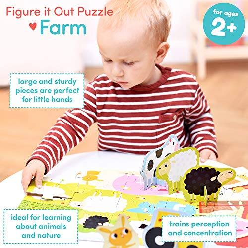 Figure it Out Puzzle Farm for ages 2+  
large and sturdy pieces are perfect for little hands  
ideal for learning about animals and nature  
trains perception and concentration
