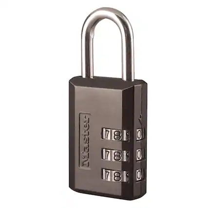 Front. Master Lock - Master Lock 1-3/16 in W Steel 3-Dial Combination Luggage Lock - Black.
