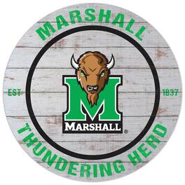 Jardine - Marshall Thundering Herd 20'' x 20'' Indoor/Outdoor Weathered Circle Sign - White