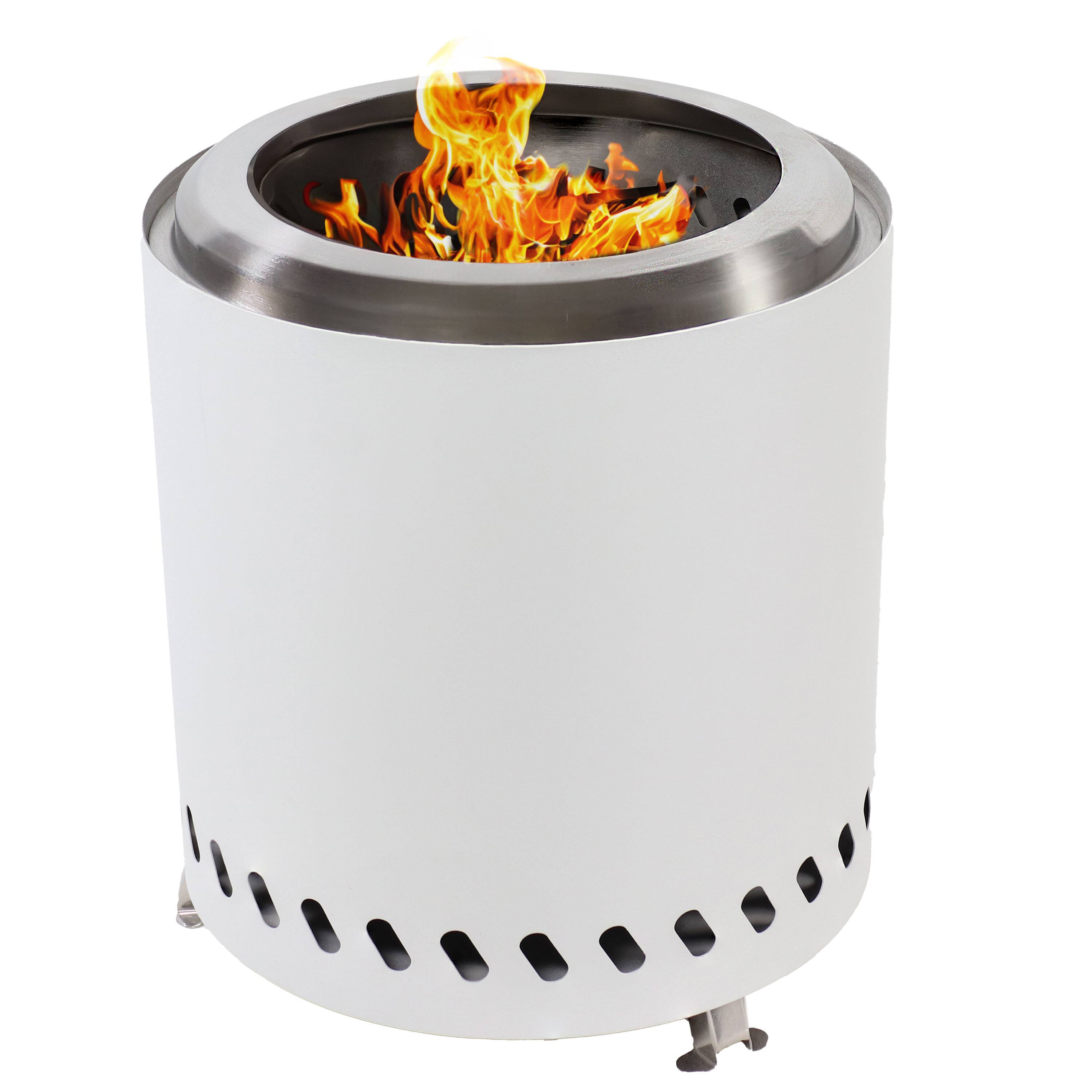 Front. Sunnydaze - Tabletop Smokeless Fire Pit with Bag and Poker - 9.75 in - White.