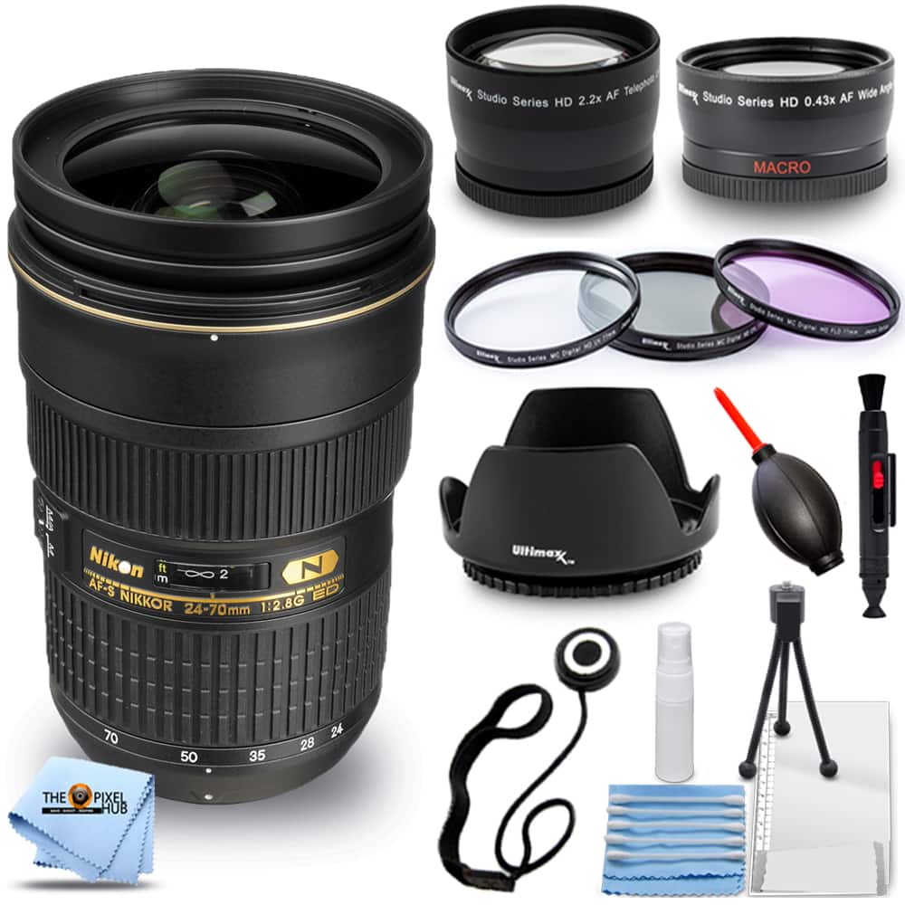 Nikon - AF-S Nikkor 24-70mm f/2.8G ED Autofocus Lens (Black) + Filter Kit Bundle