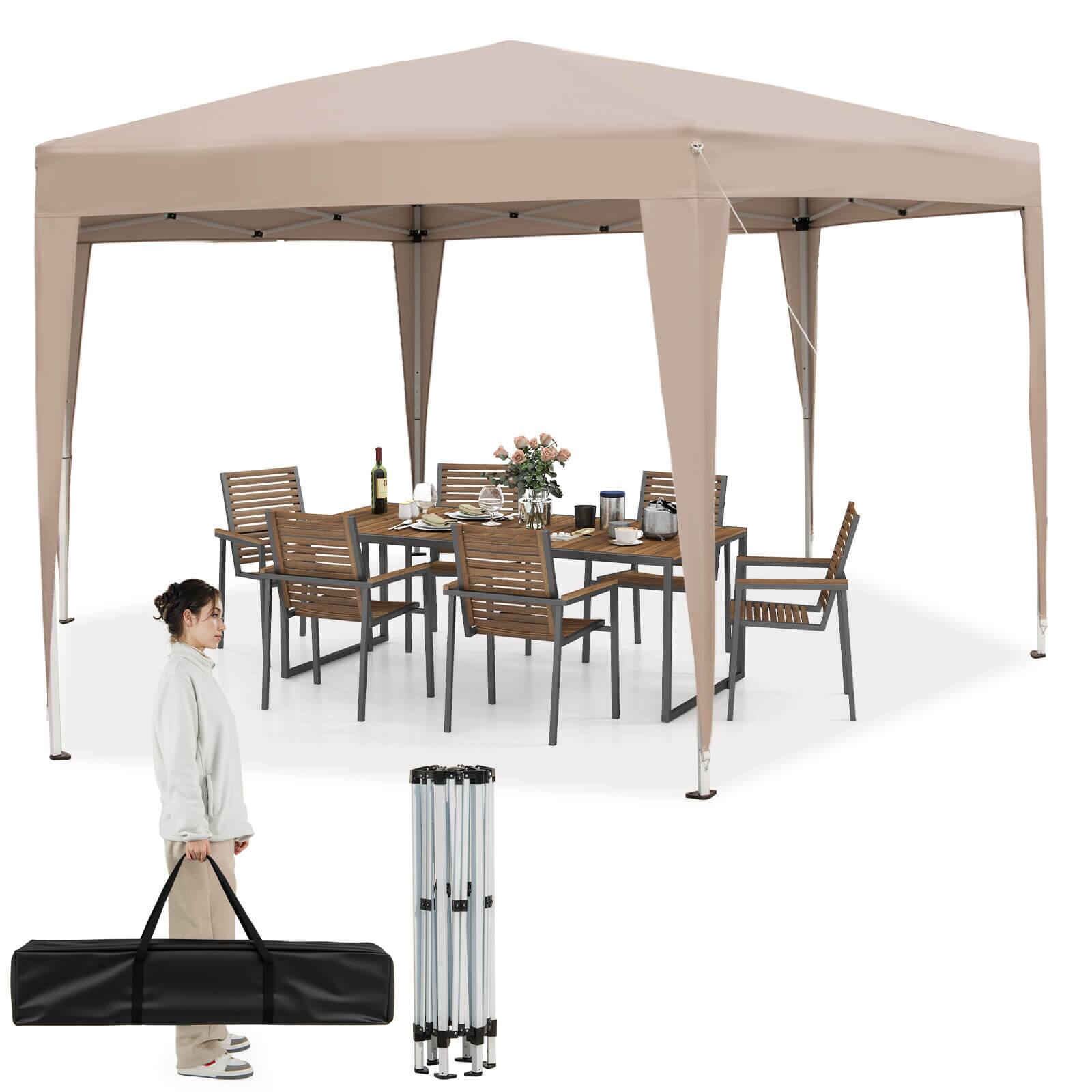 Alt View 8. Costway - Costway 13 x 11.5 FT Hexagonal Gazebo Shelter with 3 Adjustable Height Carrying Bag - Beige.