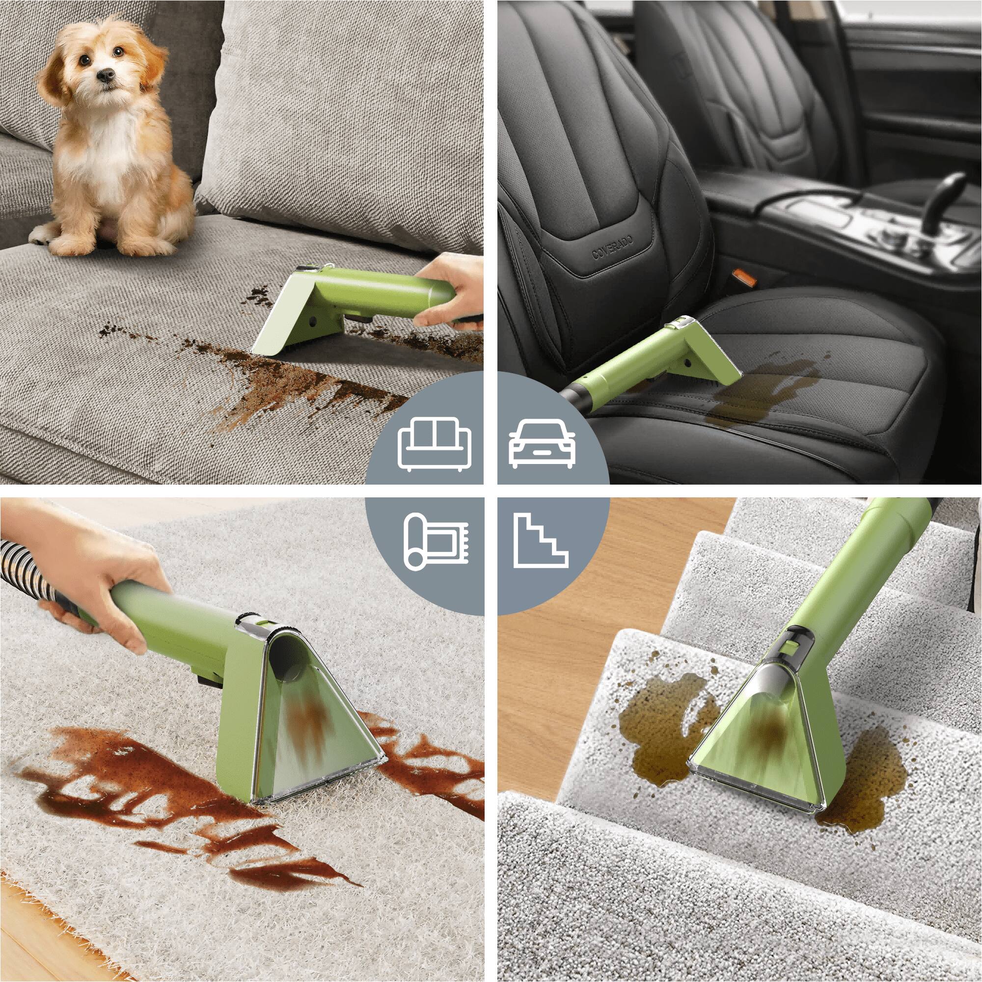 Back. MOOSOO - Carpet Cleaner Machine - Portable Spot Stain Cleaner, Deep Cleaning Machine for Furniture,, Stairs, Car and Pet Messes - Green.
