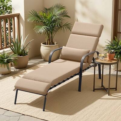 Alt View 4. Crestlive Products - Crestlive Products Set of 2 Brown Metal Frame Adjustbale Chaise Lounge Chair with Cushion and Pillow - Brown.