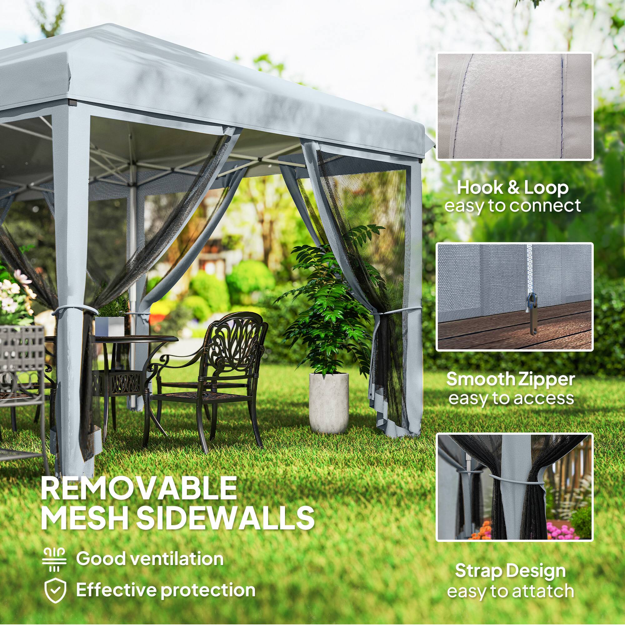 - Hook & Loop easy to connect
- Smooth Zipper easy to access
- REMOVABLE MESH SIDEWALLS
  - Good ventilation
  - Effective protection
- Strap Design easy to attach