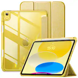 DTTO - Case for iPad A16 11-inch 2025 & 10th Gen 10.9-inch 2022, Matte Slim Hard Back, Soft TPU Frame, Pencil Holder - Gold