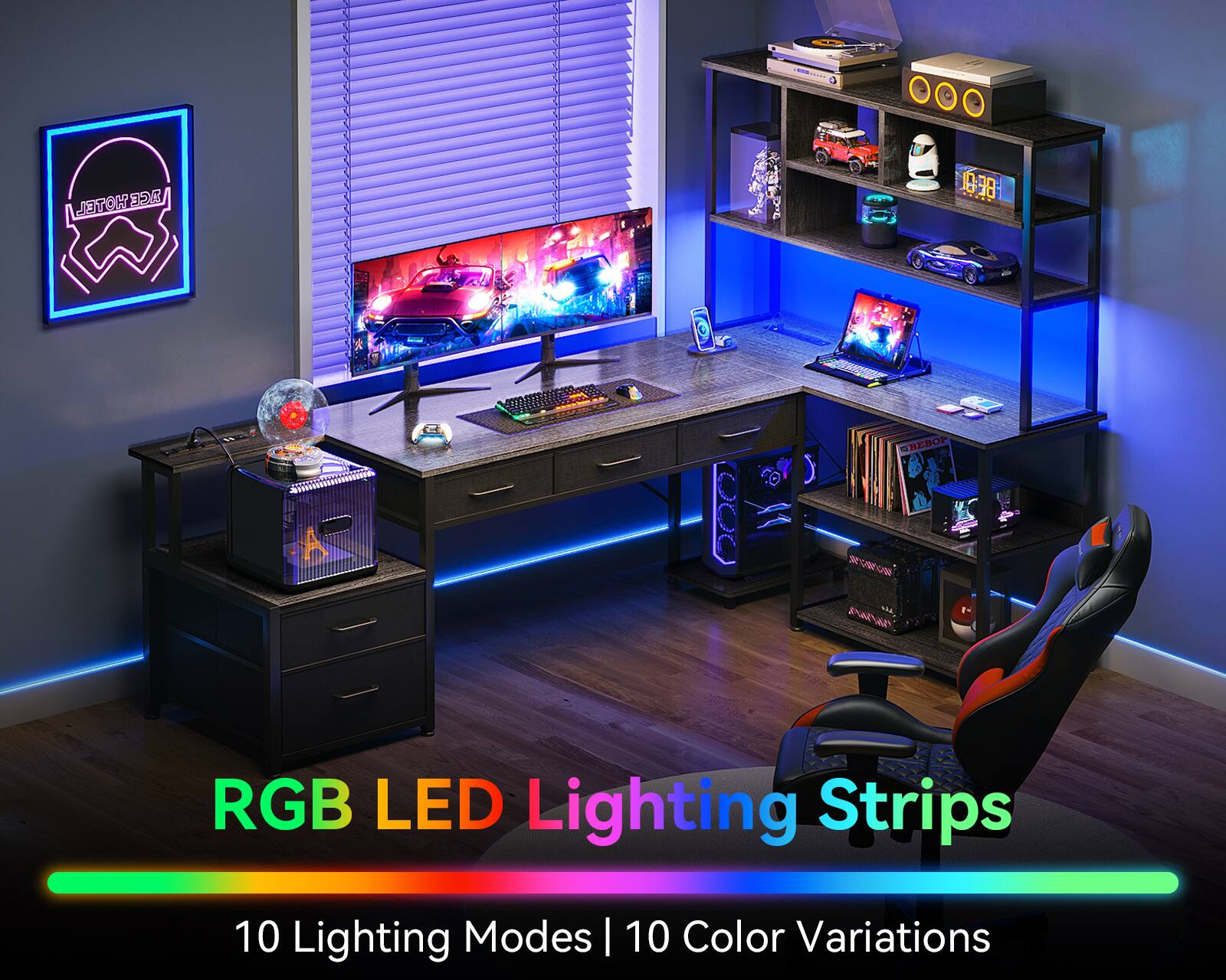 AGEMOTEL 35 028 SNEBOP SREN NAtar RGB LED Lighting Strips 10 Lighting Modes | 10 Color Variations