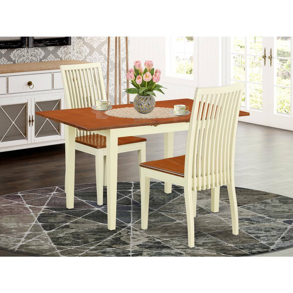 Back. East West Furniture - Dining Room Set Buttermilk & Cherry - Brown.